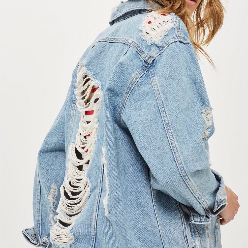 Topshop Distressed Denim Jacket